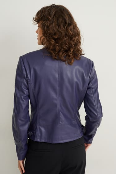 Damen - Bikerjacke - Lederimitat - dunkelblau