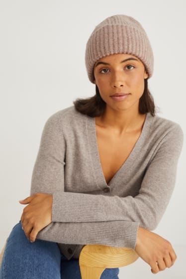 Damen - Kaschmir-Mütze - taupe