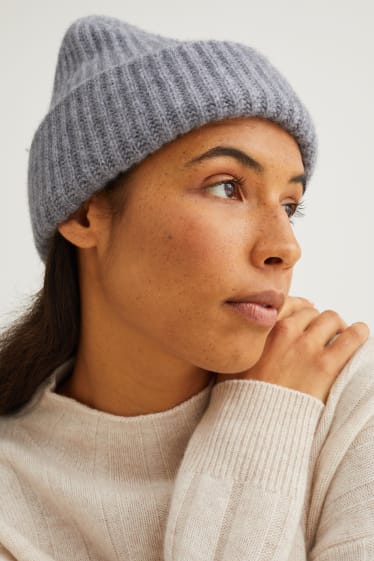 Femmes - Bonnet en cachemire - gris chiné