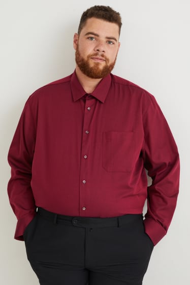 Home - Camisa - regular fit - coll kent - fàcil de planxar - bordeus