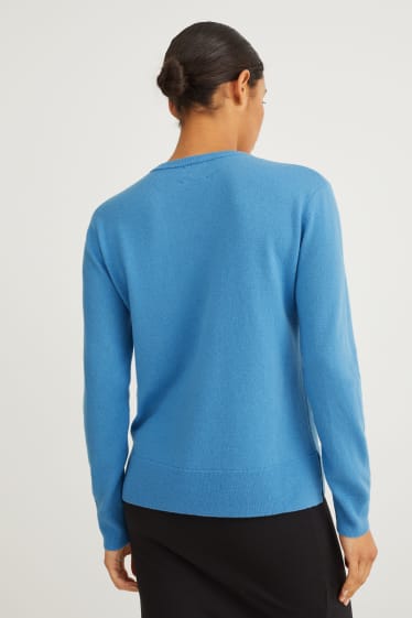 Mujer - Jersey básico con cachemir - mezcla de lana - azul