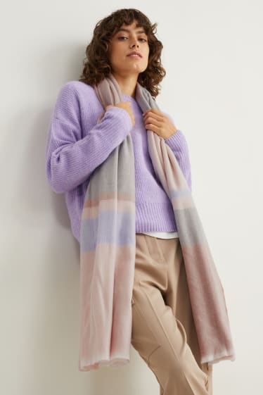 Women - Scarf - check - beige