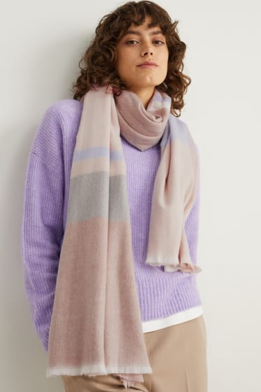 Women - Scarf - check - beige