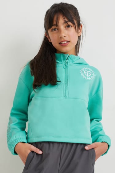 Bambine - Felpa tecnica con cappuccio - turchese