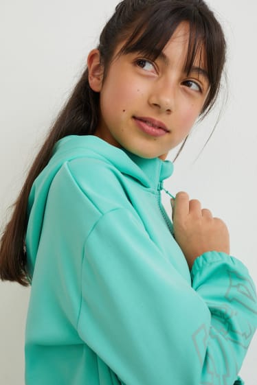 Bambine - Felpa tecnica con cappuccio - turchese