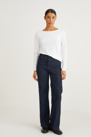 Femmes - Wide leg jean - high waist - jean bleu foncé