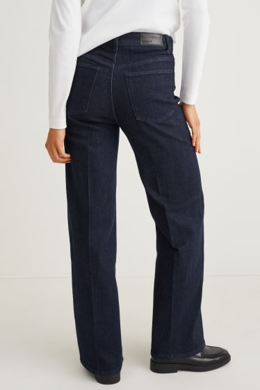 Femmes - Wide leg jean - high waist - jean bleu foncé