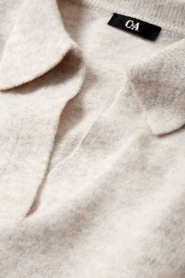 Femmes - Robe de maille - gris clair chiné
