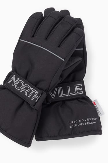 Kinder Buben - Ski-Handschuhe - wasserdicht - schwarz