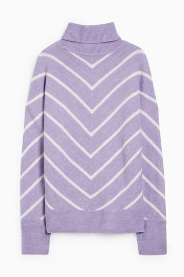 Women - Polo neck jumper - light violet