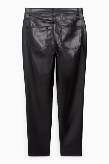 Mujer - Pantalón - high waist - straight fit - polipiel - negro
