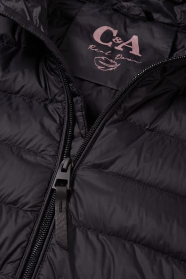 Women - Down jacket with hood - black