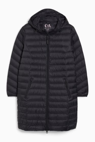 Women - Down jacket with hood - black