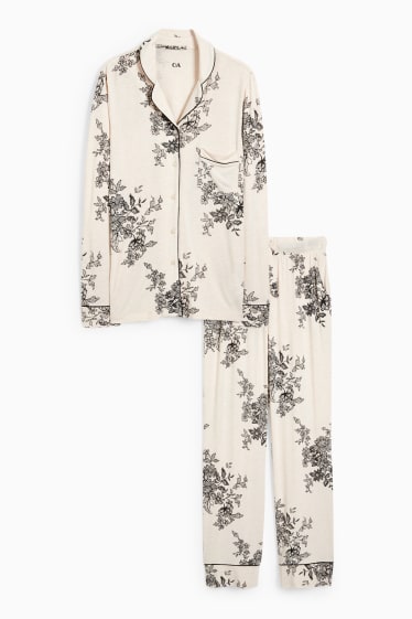 Dona - Pijama - de flors - beix clar