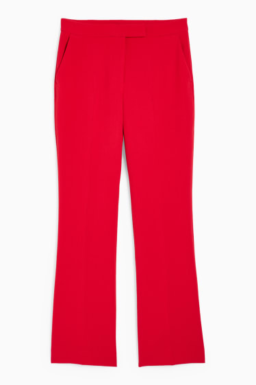 Dames - Pantalon - high waist - flared - rood