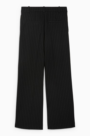 Donna - Pantaloni di stoffa - vita alta - gamba larga - gessato - nero / bianco