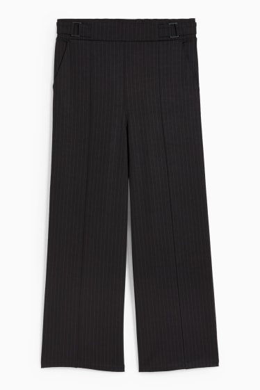 Kobiety - Spodnie materiałowe - wysoki stan - szerokie nogawki - ciemnoszary