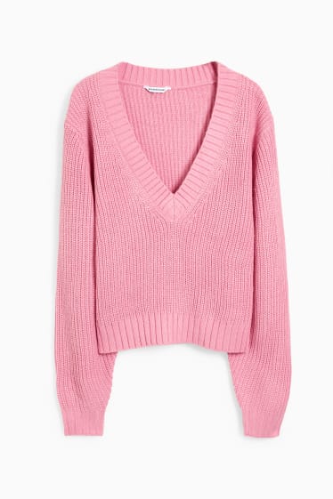 Teens & young adults - CLOCKHOUSE - V-neck jumper - rose