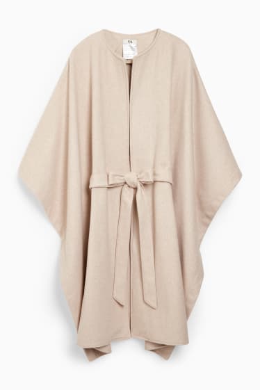 Mujer - Poncho - mezcla de lana - beige claro