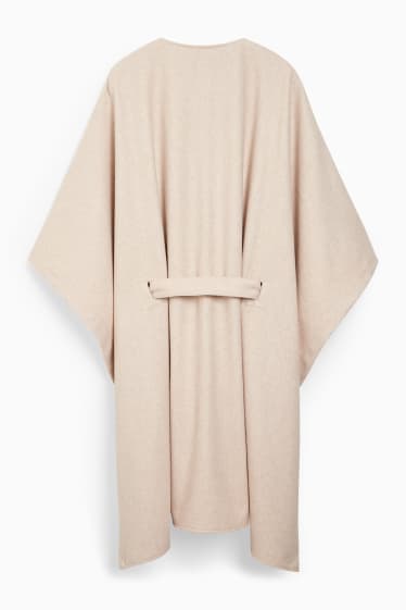 Femmes - Poncho - mélange de laine - beige clair