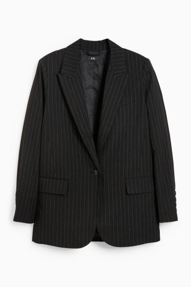 Femmes - Blazer surdimensionné - fines rayures - noir / blanc