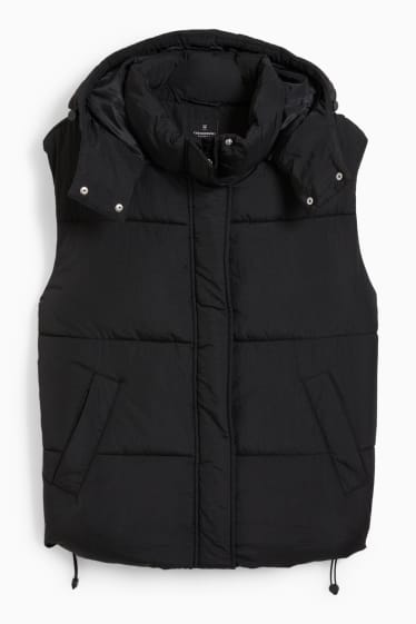 Dospívající a mladí - CLOCKHOUSE - prošívaná vesta s kapucí - černá