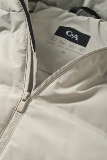 Herren - Steppjacke mit Kapuze - wasserabweisend - grau-braun