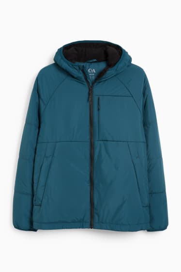 Men - Outdoor jacket with hood - water-repellent - dark green