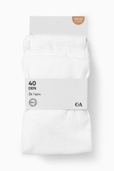 Kinder - Multipack 3er - Feinstrumpfhose - 40 DEN - weiß