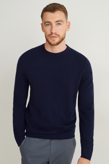 Herren - Kaschmir-Pullover - dunkelblau