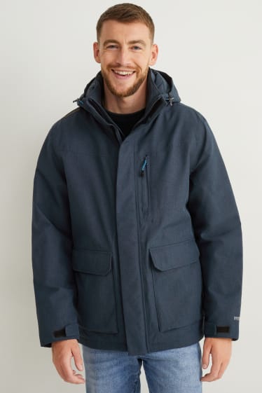 Hommes - Veste softshell à capuche - imperméable - bleu foncé