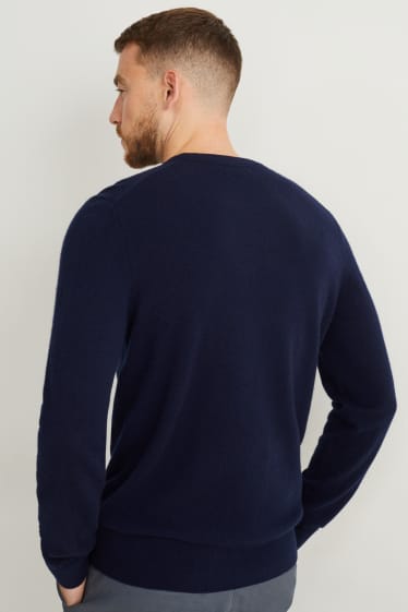 Herren - Kaschmir-Pullover - dunkelblau