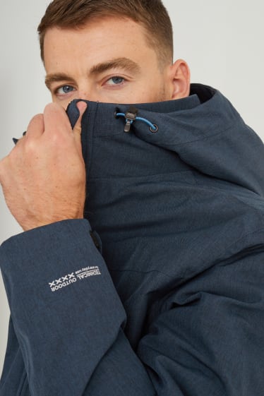 Uomo - Giacca soft shell con cappuccio - impermeabile - blu scuro