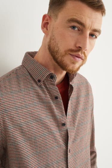 Men - Flannel shirt - regular fit - button-down collar - check - multicoloured