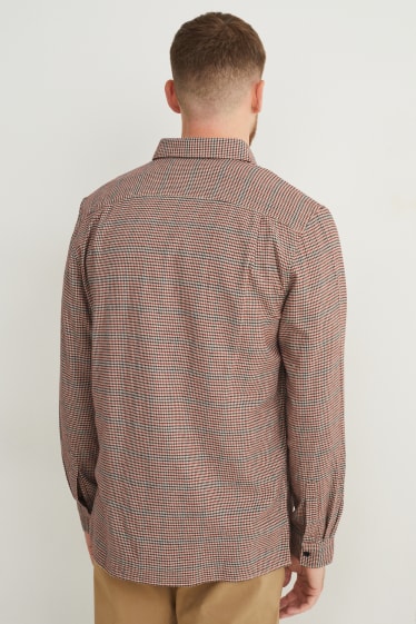 Hommes - Chemise en flanelle - regular fit - col button-down - à carreaux - coloré