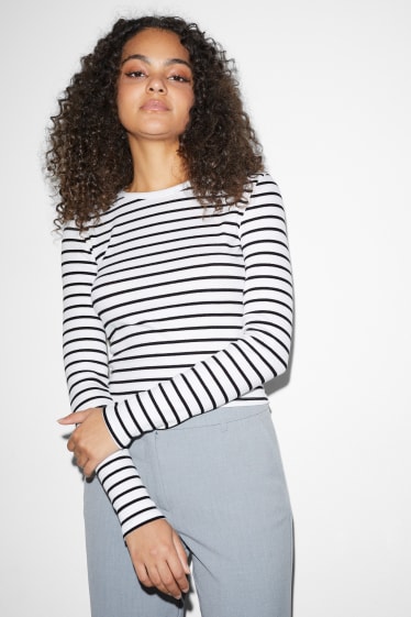 Women - CLOCKHOUSE - long sleeve top - striped - white