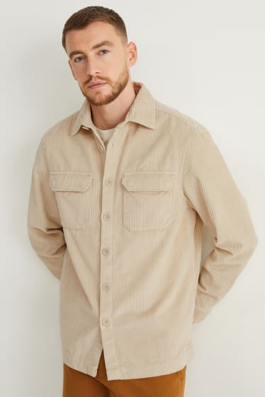 Hommes - Chemise en velours côtelé - beige clair