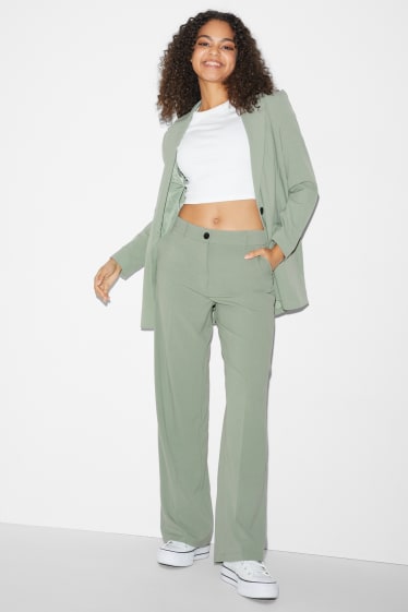 Femmes - CLOCKHOUSE - pantalon en toile - mid waist - straight fit - vert