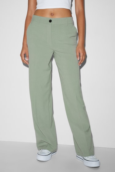 Femmes - CLOCKHOUSE - pantalon en toile - mid waist - straight fit - vert