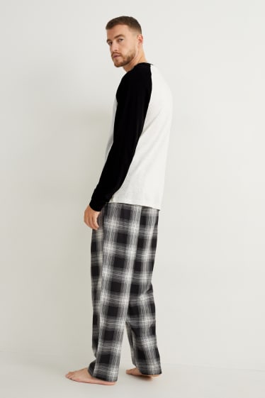 Herren - Pyjama mit Flanellhose - schwarz