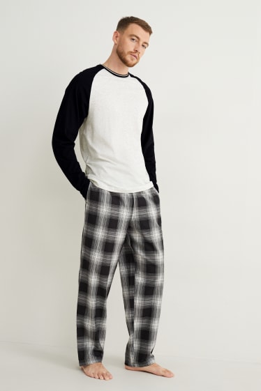 Pánské - Pyžamo s flanelovými kalhotami - černá