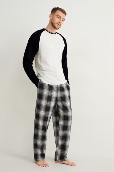 Hommes - Pyjama avec pantalon en flanelle - noir