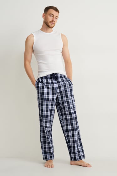 Herren - Multipack 2er - Pyjamahose - Kariert - dunkelblau