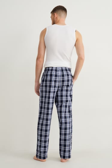 Herren - Multipack 2er - Pyjamahose - Kariert - dunkelblau