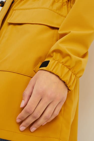 Damen - Softshellmantel mit Kapuze - 4 Way Stretch - gelb