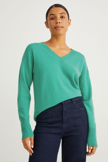 Kobiety - Sweter kaszmirowy - zielony