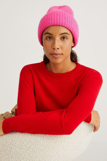 Women - Cashmere hat - pink