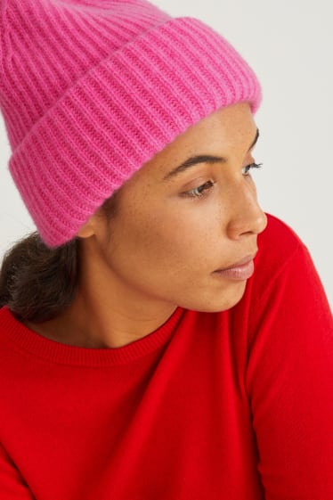 Femmes - Bonnet en cachemire - rose