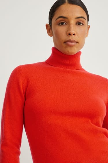 Damen - Kaschmir-Rollkragenpullover - dunkelorange