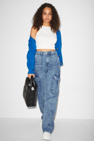 Femmes - CLOCKHOUSE - straight jean cargo - high waist - jean bleu